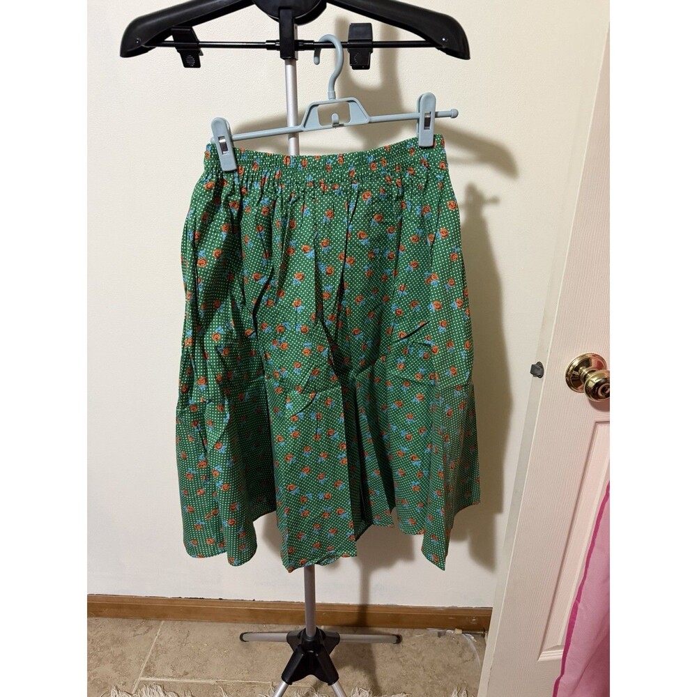 Tulip B Womens M Regular Green Floral A-Line Midi Skirt